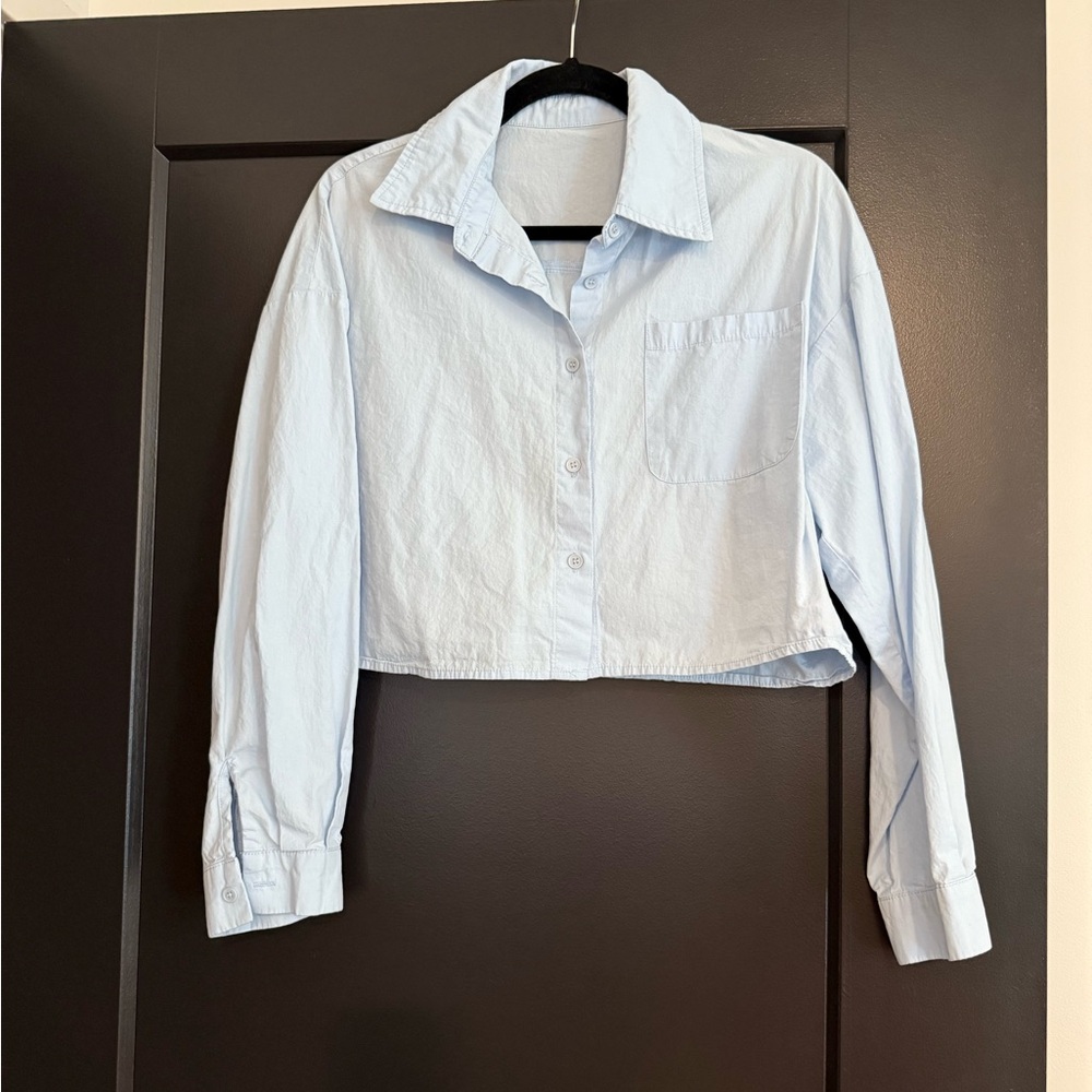 Amazon Light Blue Button Down Shirt for Women
